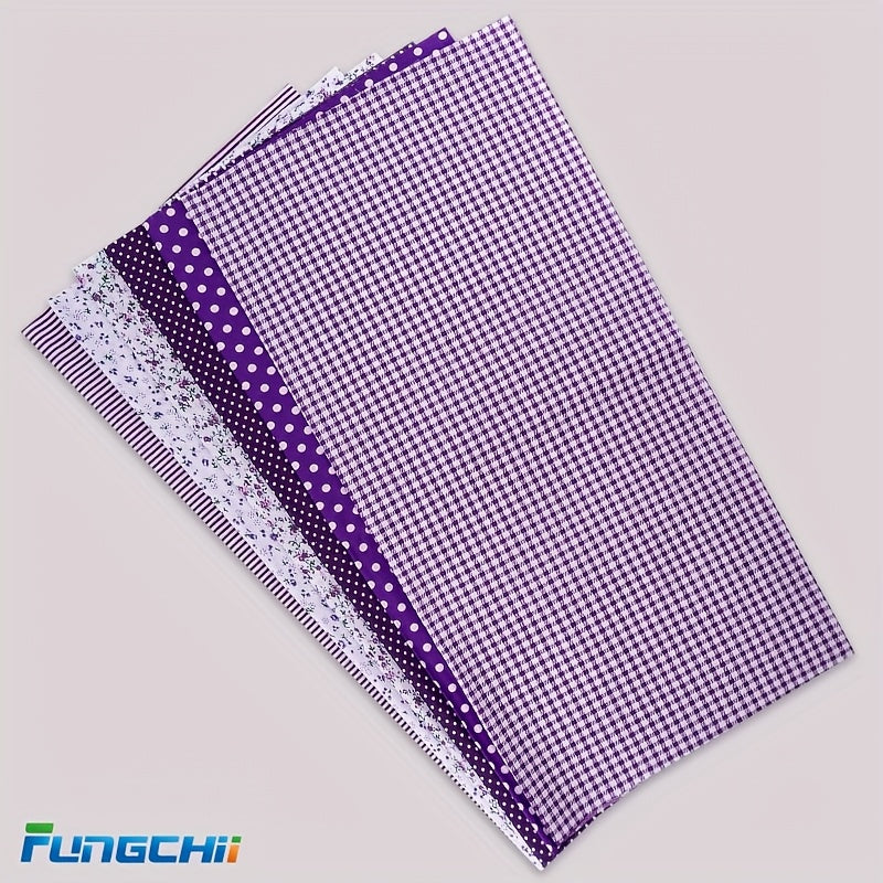 FUNGCHII 6pcs Large Square Fabric Bundle - Pre-Cut Quilting Fabric for Patchwork, Scrapbooking, DIY Crafts - 19.9x19.9 Inch (50x50cm) - Floral, Purple - Ideal for Beginners & Experts - Collection B, Fabric for Quilting, Scrap