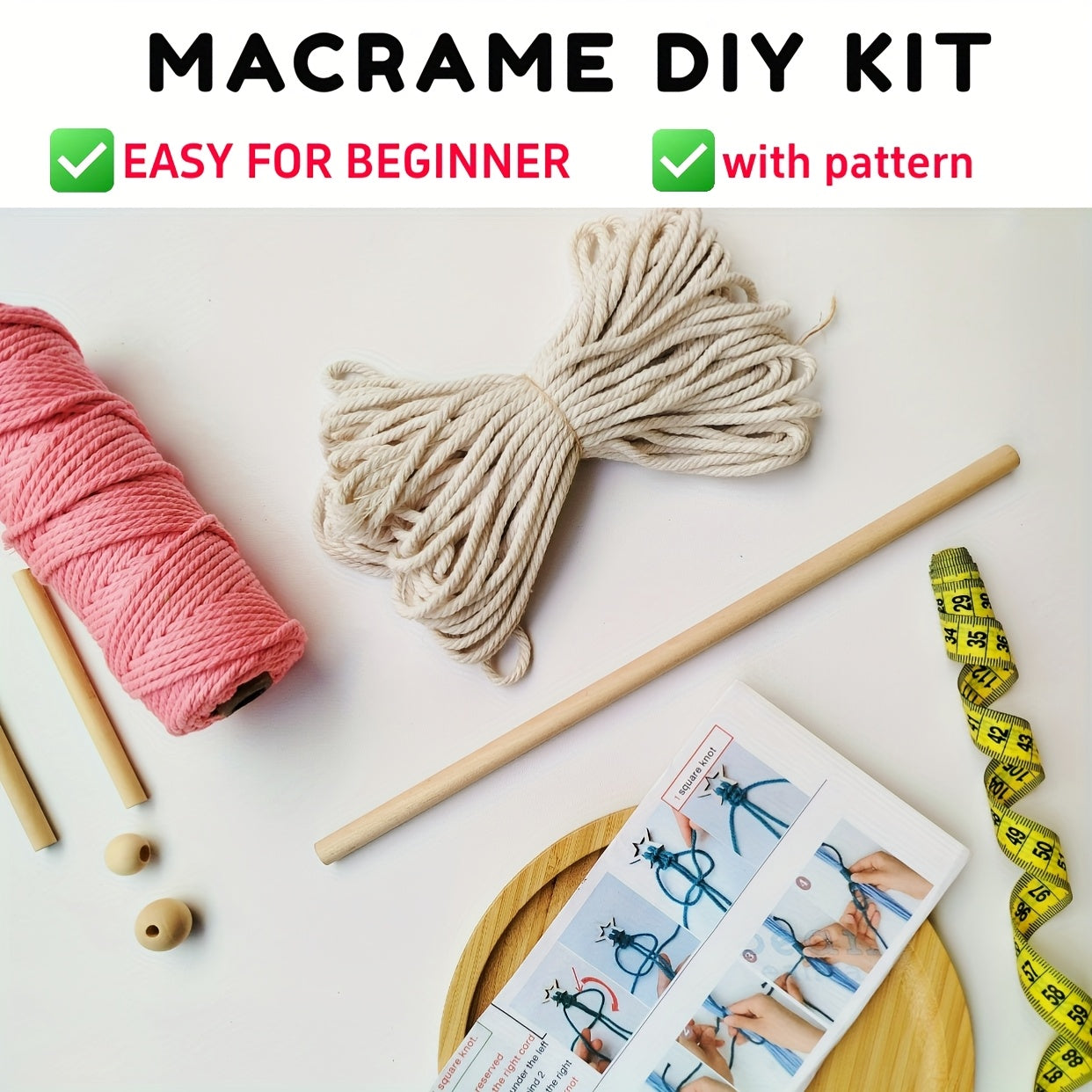 1 SET Macrame wall hanging craft kit, DIY macrame kit, make wall hanging for modern apartment, good gift for woman and friends!