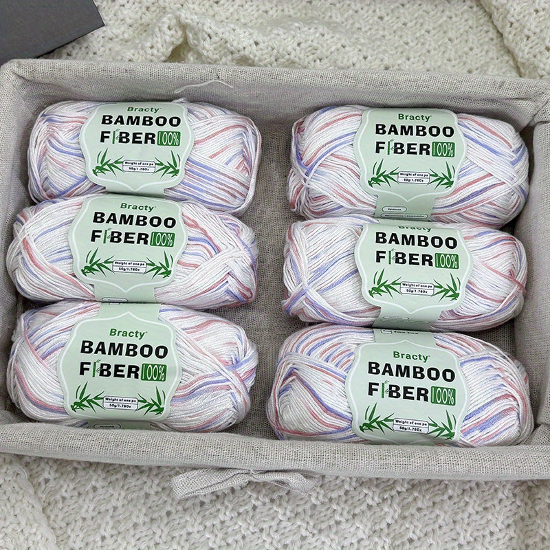 6pcs, 300g high-quality bamboo fiber yarn, summer knitting, cool and breathable, suitable for: DIY enthusiasts, bags, shawls, cushion weaving