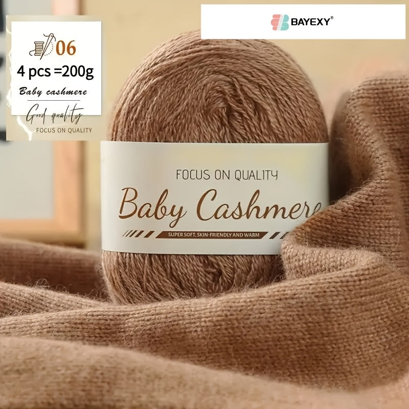 4pcs 200g Luxury Cashmere Yarn | Suitable for Hand Knitting Sweaters, Scarves, and Shawls - Soft, Warm, Multicolored Wool by BAYEXY