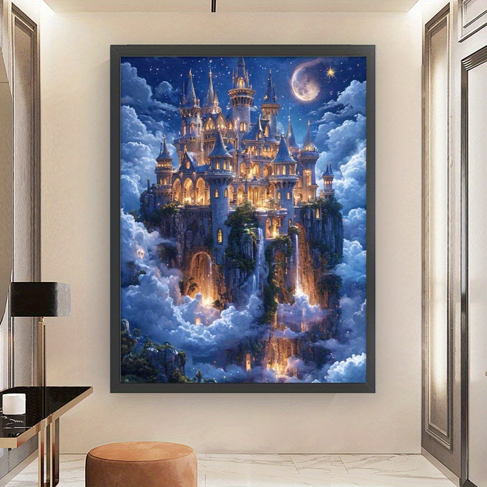 Stamped Cross Stitch Kits for Adults, Castle Embroidery Kits for Beginners, 11CT Patterns, Counted Embroidery Needlepoint Kits Home Decor, 17.7 x 23.6 inch