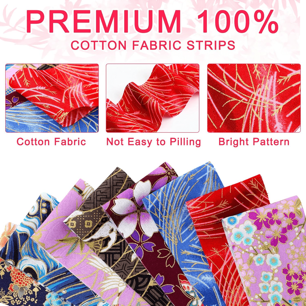 40 Pcs Cotton Jelly Fabric Roll Quilting Strips Different Patterns Patchwork Craft Sewing Supplies for Quilters Crafting Sewing DIY Crafts, 20 x 2.56 Inche