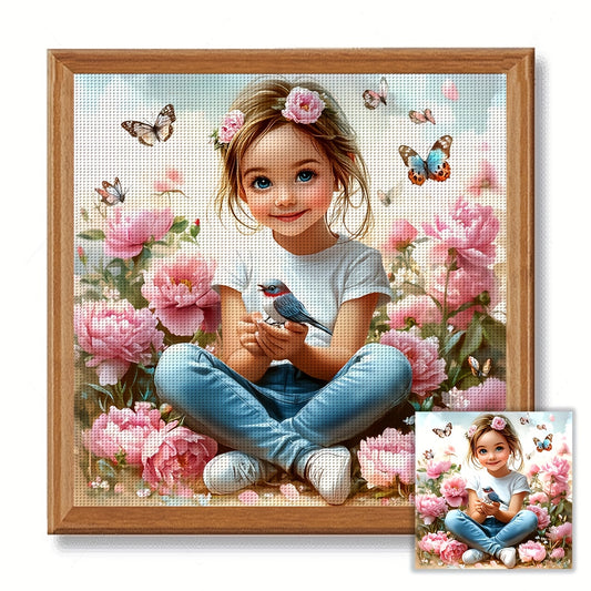 JOZYSH 1set 40x40cm/15.7x15.7Inch DIY Cross Stitch Kit Frameless, stamped cross stitch kits, Embroidery Set for Home Decor, Includes Patterned Fabric & Threads, Perfect for Living Room Entrance or Bedroom Decoration and a Bea