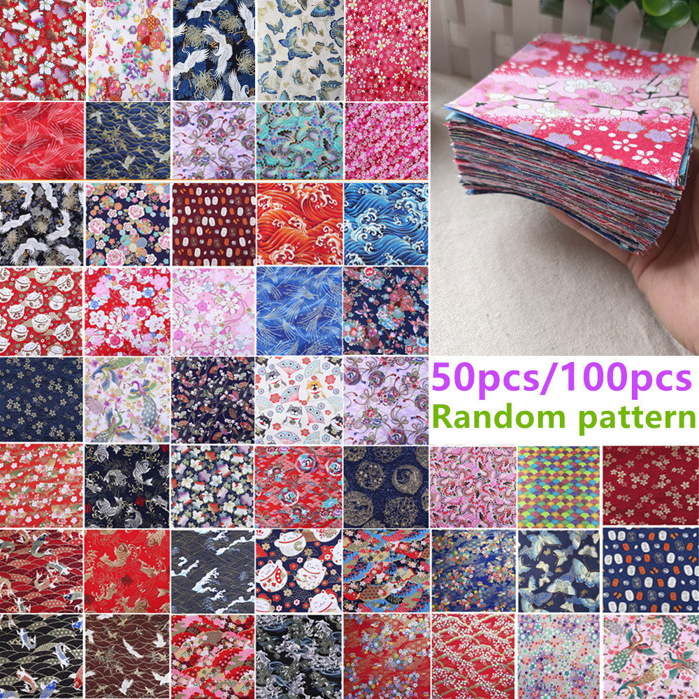3.94*3.94inch Thickened Golden Foil Japanese Style Patchwork Fabric Pieces, Suitable for Scrapbooking And Hand Sewing Projects, Craft Making.