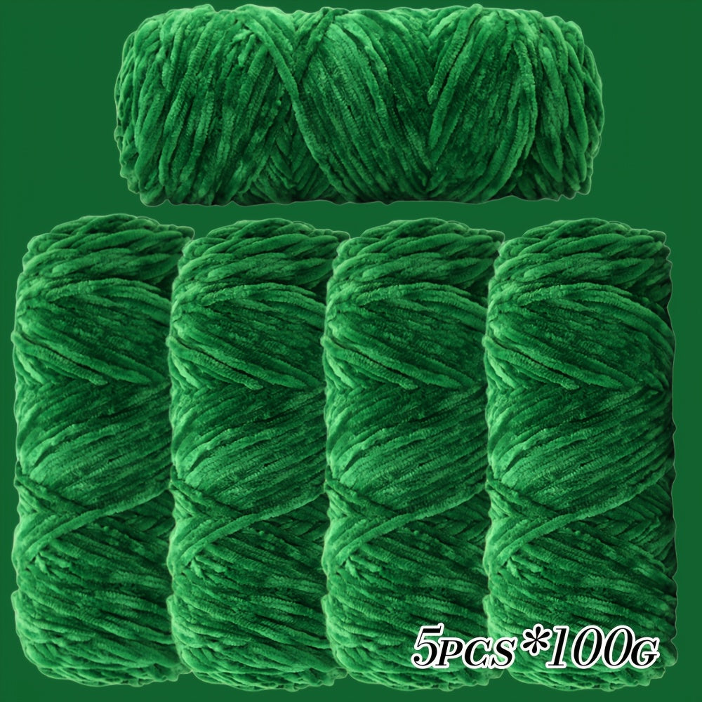 Large Ball Light Beige-Friendly Chenille Yarn 5pcs 500g - Ultra-Soft Velvet Yarn for Crocheting Blankets, Hats | Warm, Thick, Non-Deforming DIY Craft