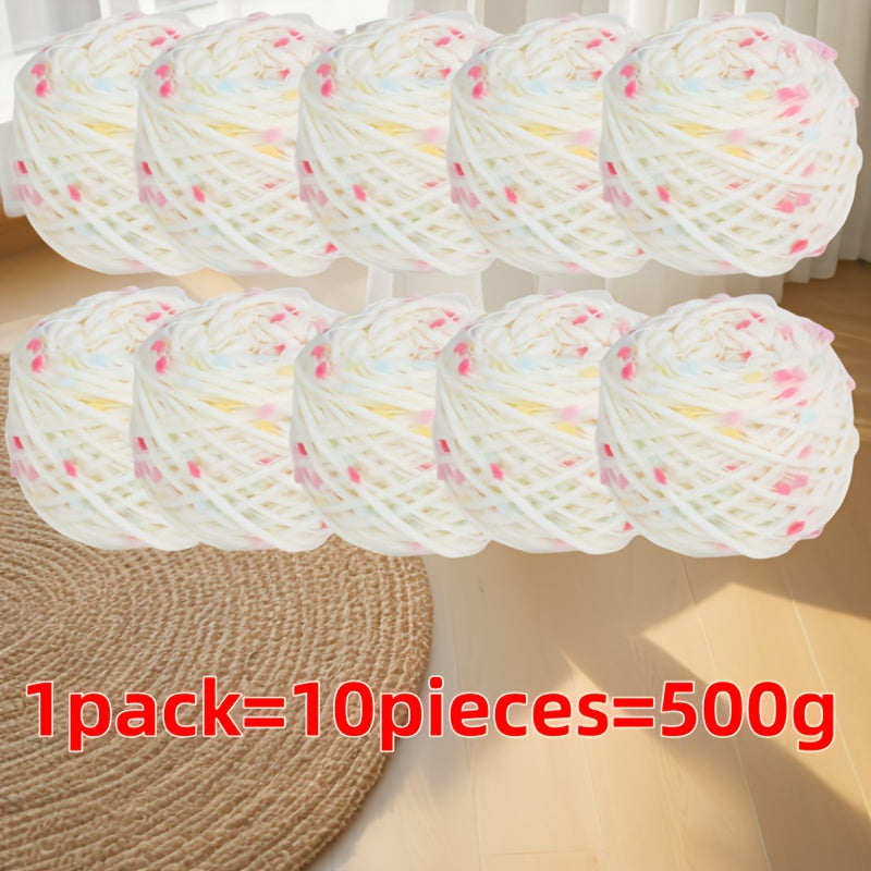 1-Pack Pastel Rainbow Candy-like Yarn - Soft Knitting & Crochet Thread for Sweaters, Blankets, Scarves, Hats - Multipurpose Crafting Fiber with Pink, Yellow, Blue, Green, Orange, White - Ideal for Beginners & Experts - Perfec