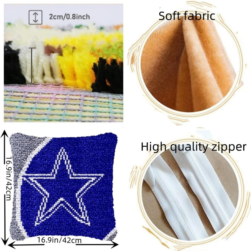 DIY Latch Hook Kit Cushion Black Cat Animal Latch Hook Kit DIY Crochet Yarn Kits Embroidery Kits Unfinished Cushion Cover Pillowcase 7in