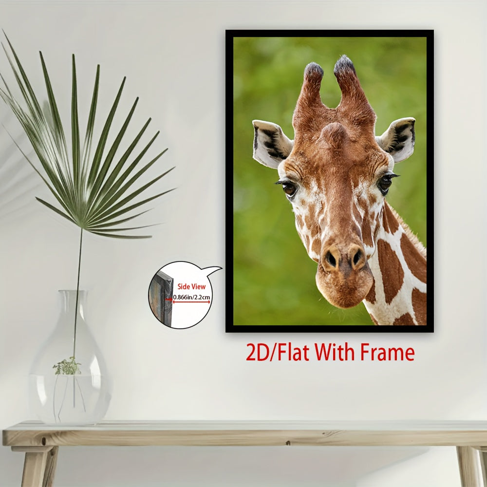 2D Flat, Framed Giraffe Close-Up Canvas - Modern Classic Wall Art Poster Print, Vibrant Giraffe Face Picture, Living Room, Bedroom Decor, 2D Flat, Giraffe Cross Stitch Kit, Giraffe Cross Stitch Kits