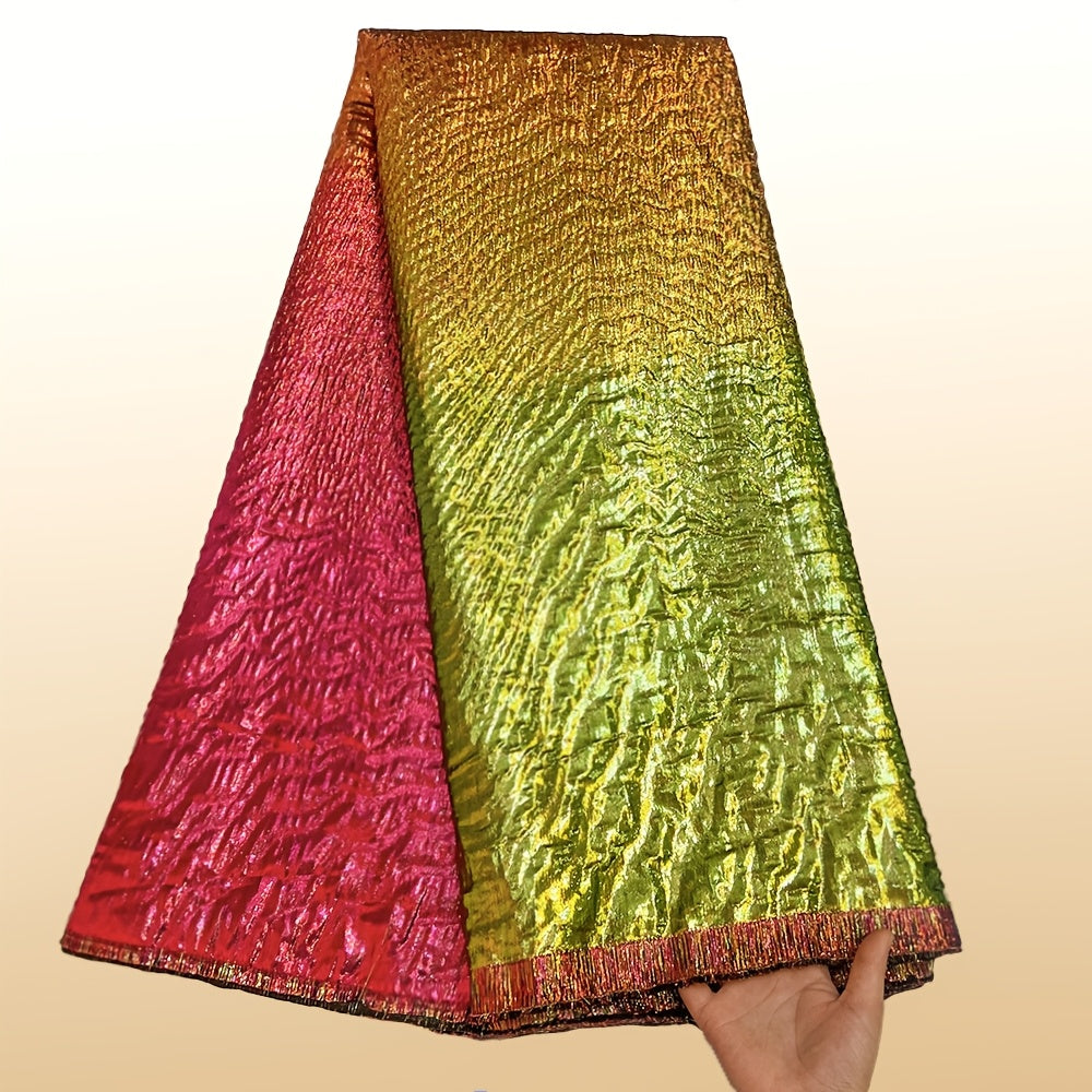 1pc of 5-yard African jacquard lace fabric, latest design French Nigerian Gold Plated-plated lace material, suitable for Women's wedding dress sewing