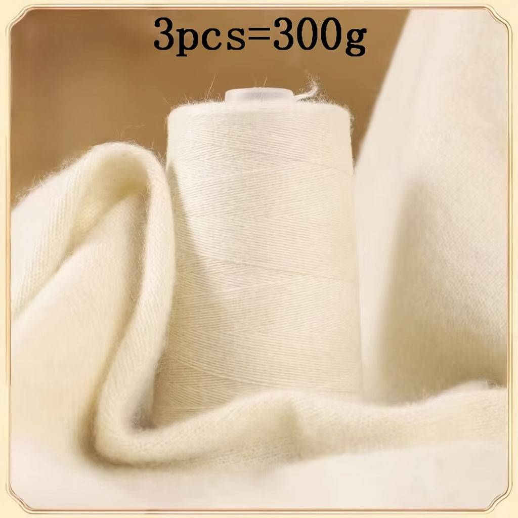 3pcs 300g 100% Cashmere Yarn - Ultra-Soft & Warm Lightweight Skeins for Knitting Hats, Scarves, Sweaters, Gloves - Luxury Craft Yarn in, Coffee, Gray, Brick Red, Beige, Blush, Navy, Camel, Chunky Yarn, Winter Craft Supplies,