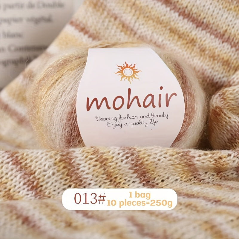 10 Skeins, 250g Each - Colorful Marled & Blend Yarn, Self-Striping Pattern for Knitting, Crochet, Scarves, Hats, Shawls, Crafting Yarn|Multicolor Fiber|Soft Texture Yarn