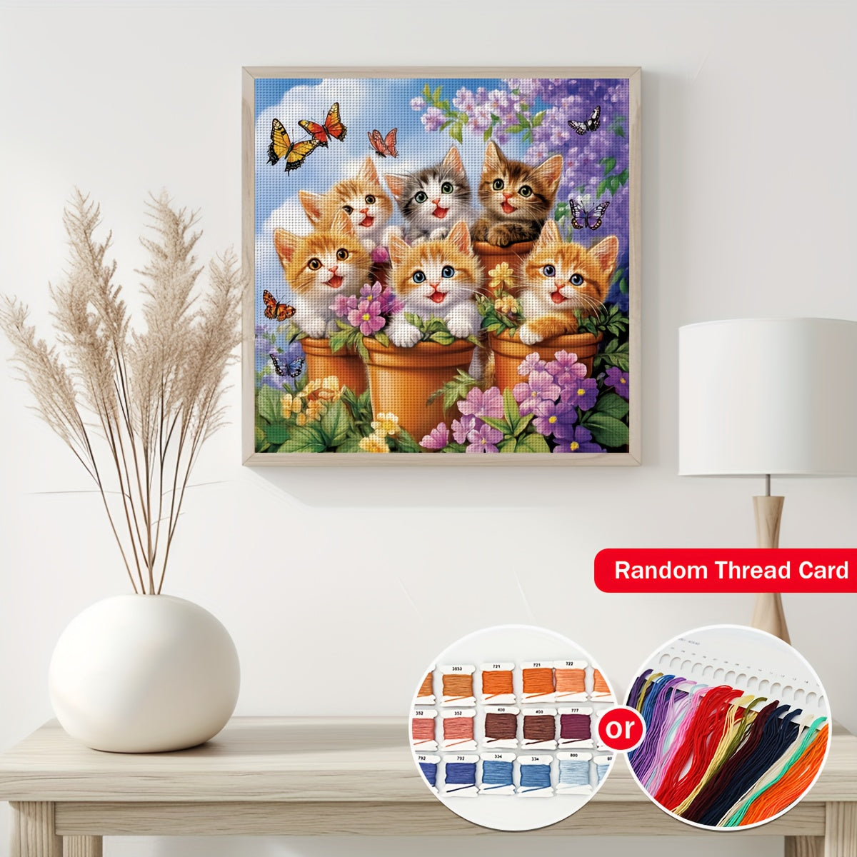 ZUOANLF 1set 40x40cm/15. 7x15. 7Inch DIY Cross Stitch Kit Frameless, stamped cross stitch kits, Embroidery Set for Home Decor, Includes Patterned Fabric & Threads, Perfect for Living Room Entrance or Bedroom Decoration and a