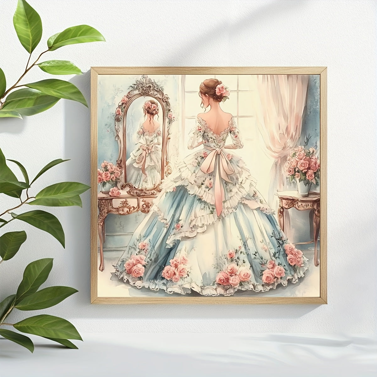 JOZYSH Adult Cross Stitch Kit - Elegant Lady in Blue Gown, 40x40cm/15. 7x15. 7in, 11CT/14CT, Includes Canvas, Needle, Threads & Instructions, Perfect for Beginners, All-Season Craft, Crafting Kit|Romantic Design|Detailed Inst