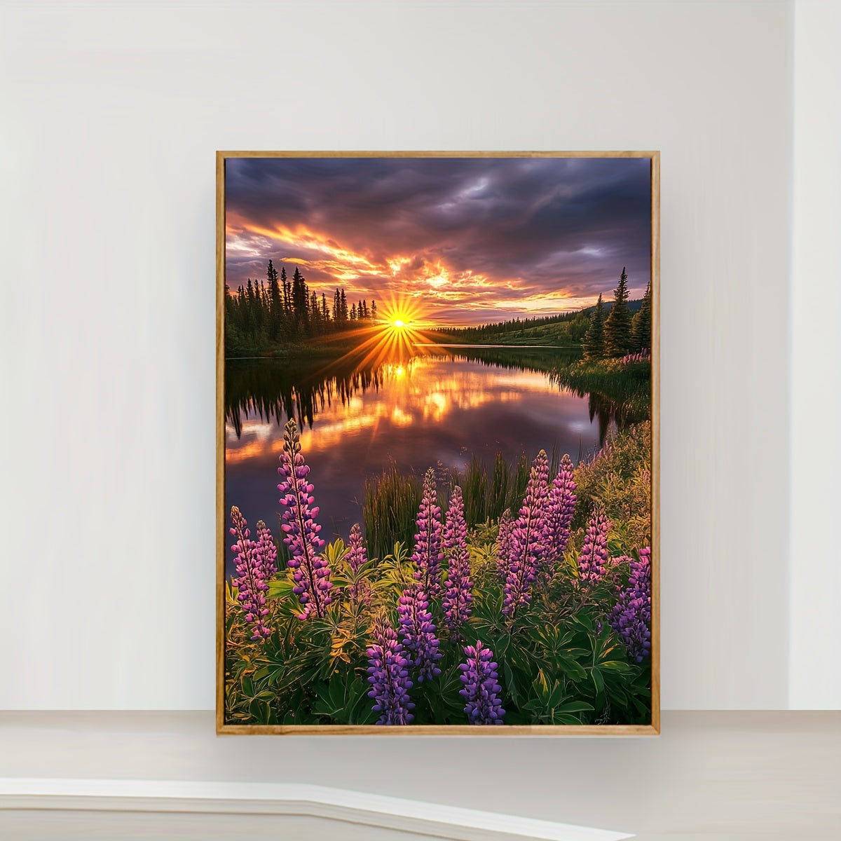 JOZYSH 1pc Sunset Landscape Cross Stitch Kit - 30x40cm/11.8x15.7in, Relaxing DIY Project for Beginners, Includes Canvas, Threads, Needle & Instructions, Perfect for Bedroom or Living Room Wall Decor, Bedroom Wall Art|Sunset T