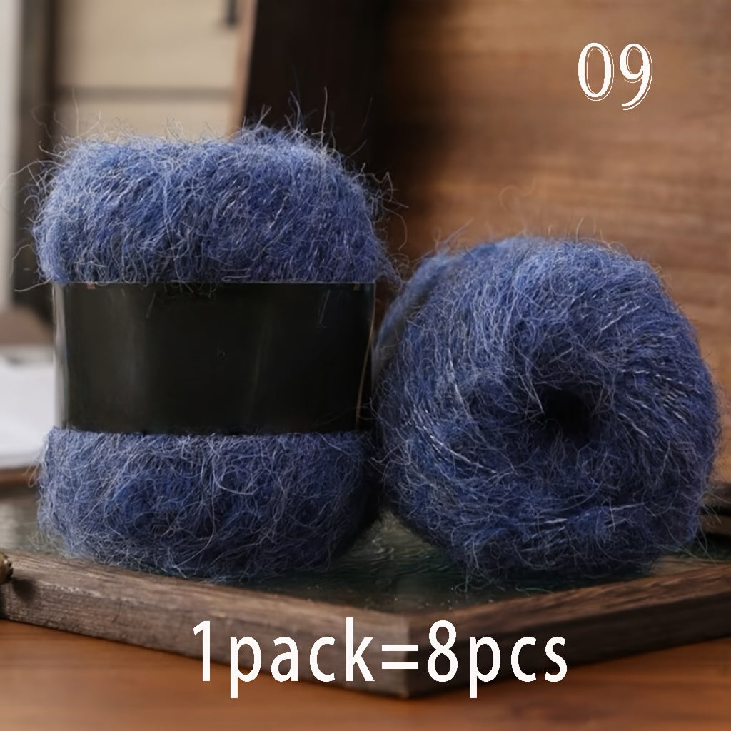 8pcs Luxury Alpaca & Yarn, Soft Fluffy Cloud Fiber Blend for Knitting and Crochet, Fashion Sweaters, Cardigans, Scarves, Hats, Shawls, Tops, Coats, Alpaca,