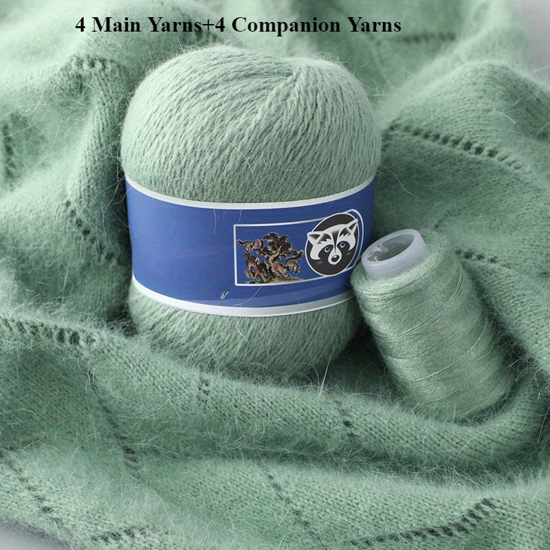 4 Sets Mixed Color Angora Cashmere Wool Yarn, 200g+80g Chunky Thick Knitting Yarn with Shiny Fibers, DIY Sweater, Scarf, Hat, Coat Crafting Material, 30% Angora, 70% Cashmere Wool, 20% Nylon