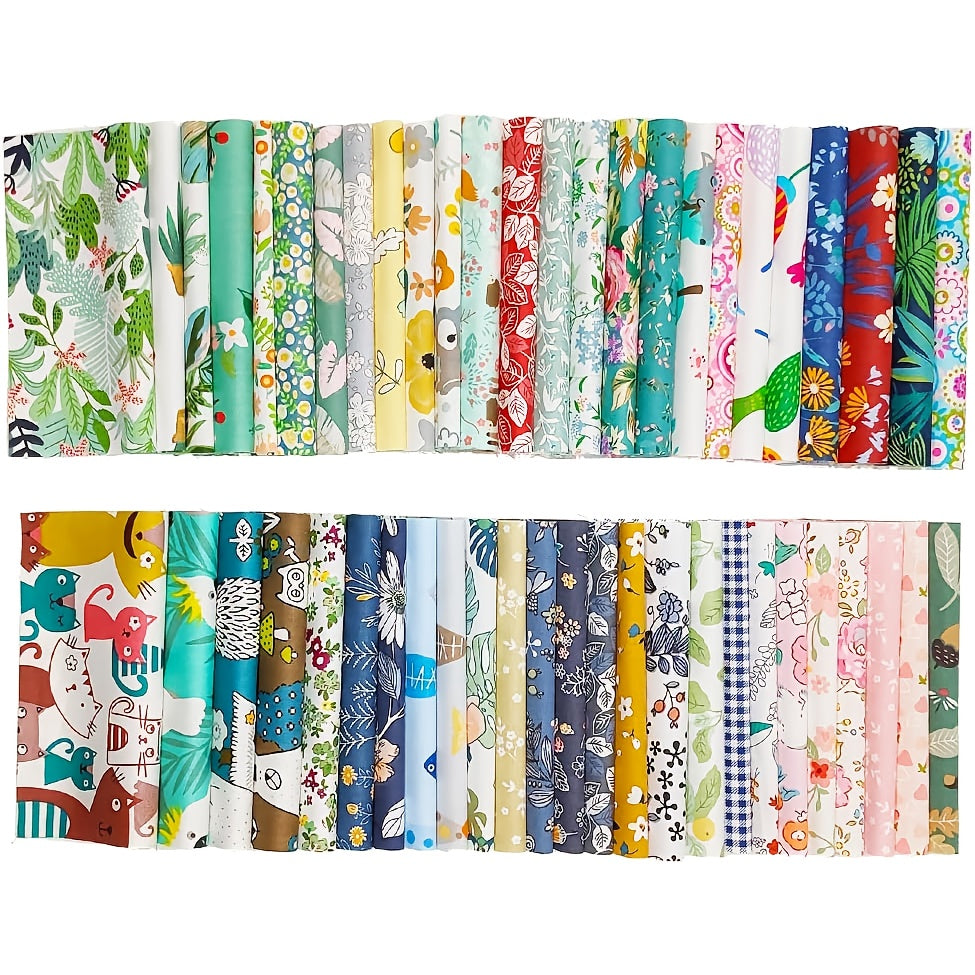 100pcs Cotton strips, jelly roll Fabric, DIY Craft Kit - Fresh Style floral pattern fabric, Quilting Fabric for Making Clothes, Beding Sheets, Bags, etc(3.94X3.94inch)