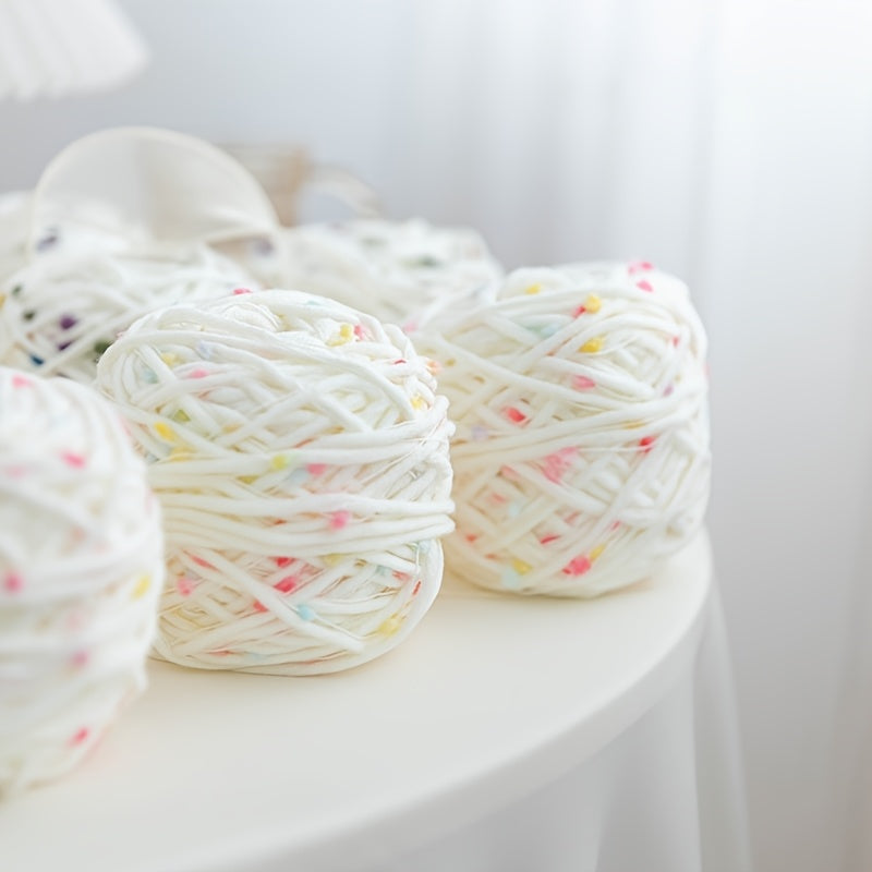 1-Pack Pastel Rainbow Candy-like Yarn - Soft Knitting & Crochet Thread for Sweaters, Blankets, Scarves, Hats - Multipurpose Crafting Fiber with Pink, Yellow, Blue, Green, Orange, White - Ideal for Beginners & Experts - Perfec