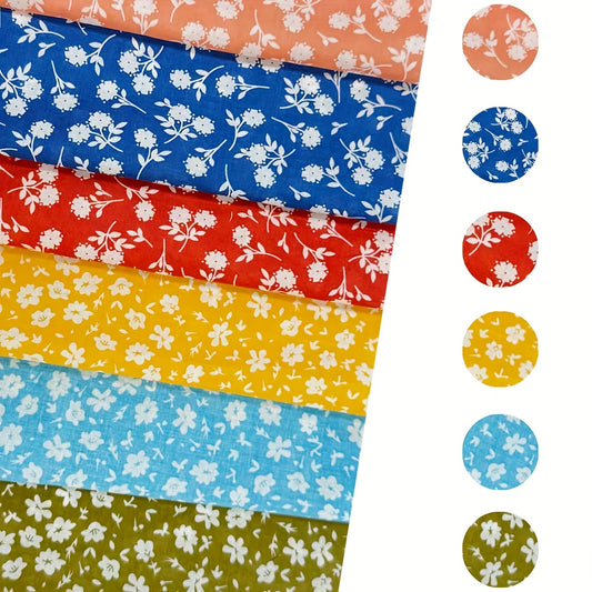 100% cotton multi-color floral pre-cut squares, 18,89-inch 6pcs Christmas fabric squares, suitable for cutting andsewing supplies, suitable for patchwork, handmade DlY clothing