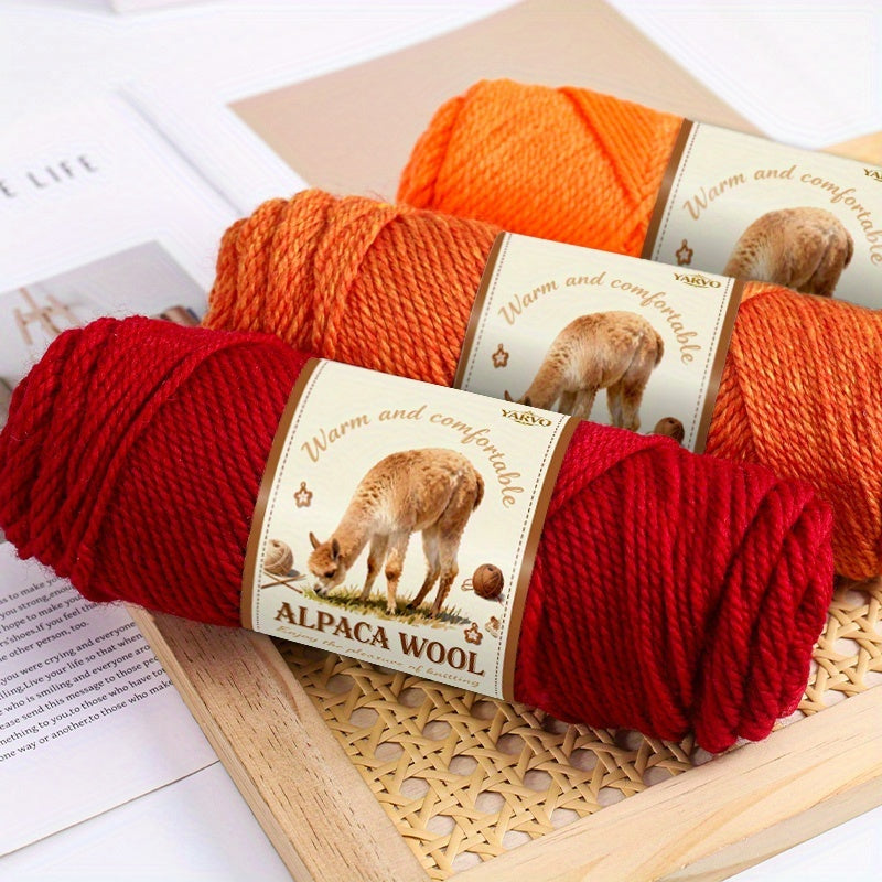 1 Pack (5 Balls) 500g Alpaca Wool Yarn - Thick Warm Winter Knitting Fiber, Alpaca Wool Yarn for DIY Hand-Knitting Scarves, Hats, Sweaters, Multi-Color (Brown/White/Black/Gray/Tan) - Perfect Gift for Crafters & Cold Weather