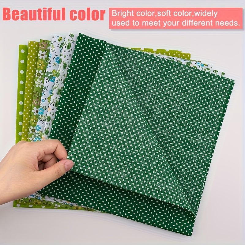 6pcs Green 19.99" X 19.99"(50cm*50cm) Craft Fabric Bundle Squares Patchwork DIY Sewing Scrapbooking Quilting Floral Dot Pattern Craft And Art Hobby Fabric, Jelly Roll, Fabric for Crafts, Quilting Fabric Packs, Quilt Fabric, P