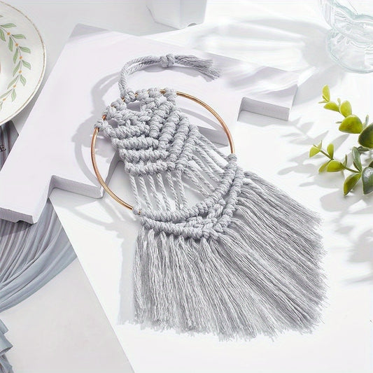 [Random accessory color] 4 Sets Macrame Mini Tapestry Kit Boho Macrame Dreamcatcher DIY Macrame Wall Hanging Creative Wedding Decorations Handmade Gift Weaving kit
