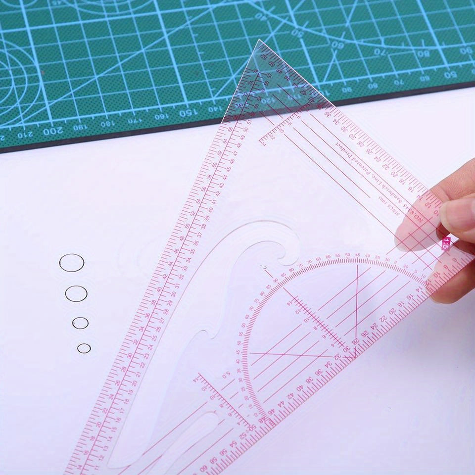 1pc Transparent Tailor Measuring Ruler Kit, DIY Sewing & Quilting Patterns, Clothing Patchwork Cutting Curve Craft Tool