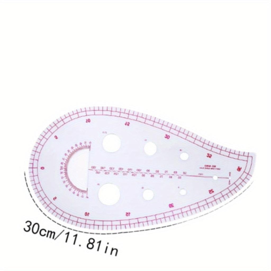 1pc Transparent Tailor Measuring Ruler Kit, DIY Sewing & Quilting Patterns, Clothing Patchwork Cutting Curve Craft Tool