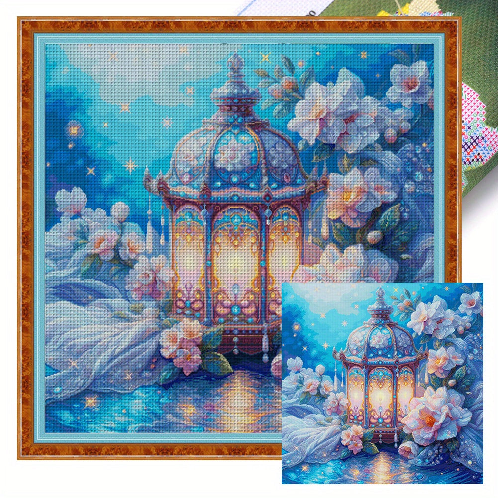 Stamped Cross Stitch Kits for Adults, Lantern Embroidery Kits for Beginners, 14CT Patterns, Counted Embroidery Needlepoint Kits Home Decor, 29.5 x 29.5 inch
