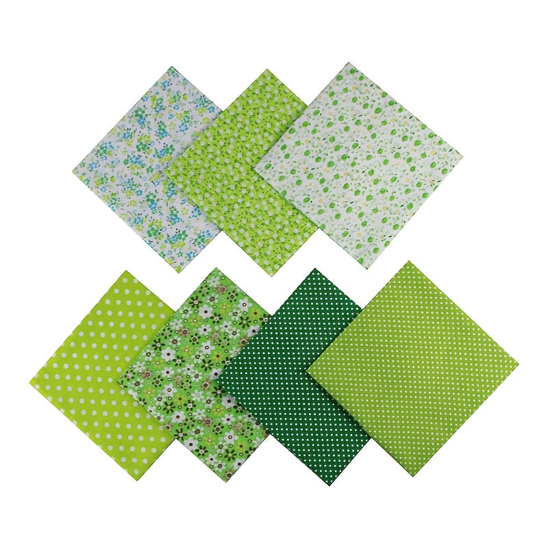 7pcs 9.84inch X 9.84inch Fabric Quilting Floral Patchwork Yellow Fabric Square Bundles Fabric for Sewing DIY Crafts Handmade Bags Clothing, Various Patterns