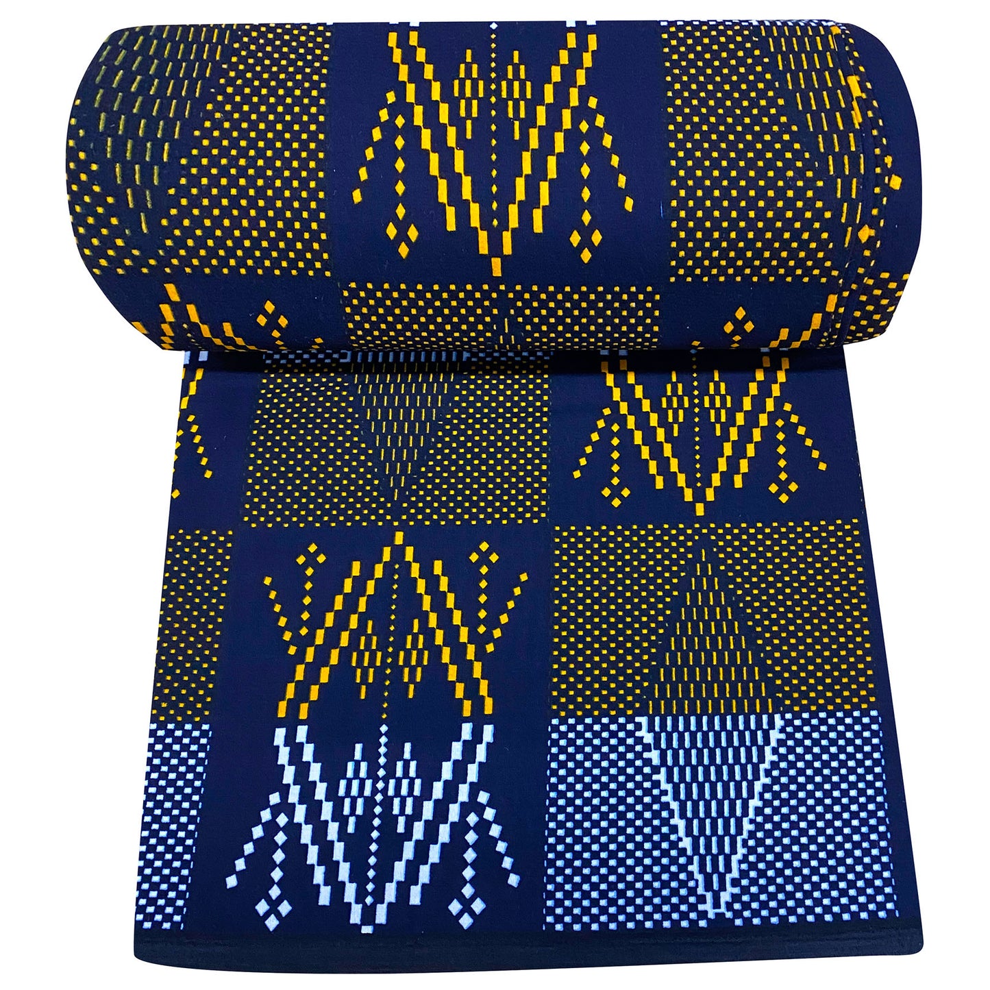 Large W&F Ankara African Wax-print Fabric - 100% Vibrant Blue & Golden Floral Pattern, 6 Sizes for Handicrafts, African Clothing & Home Decor | Hand Wash Only, Cultural Aesthetic Fabric for Sewing Projects, Fashion Designers