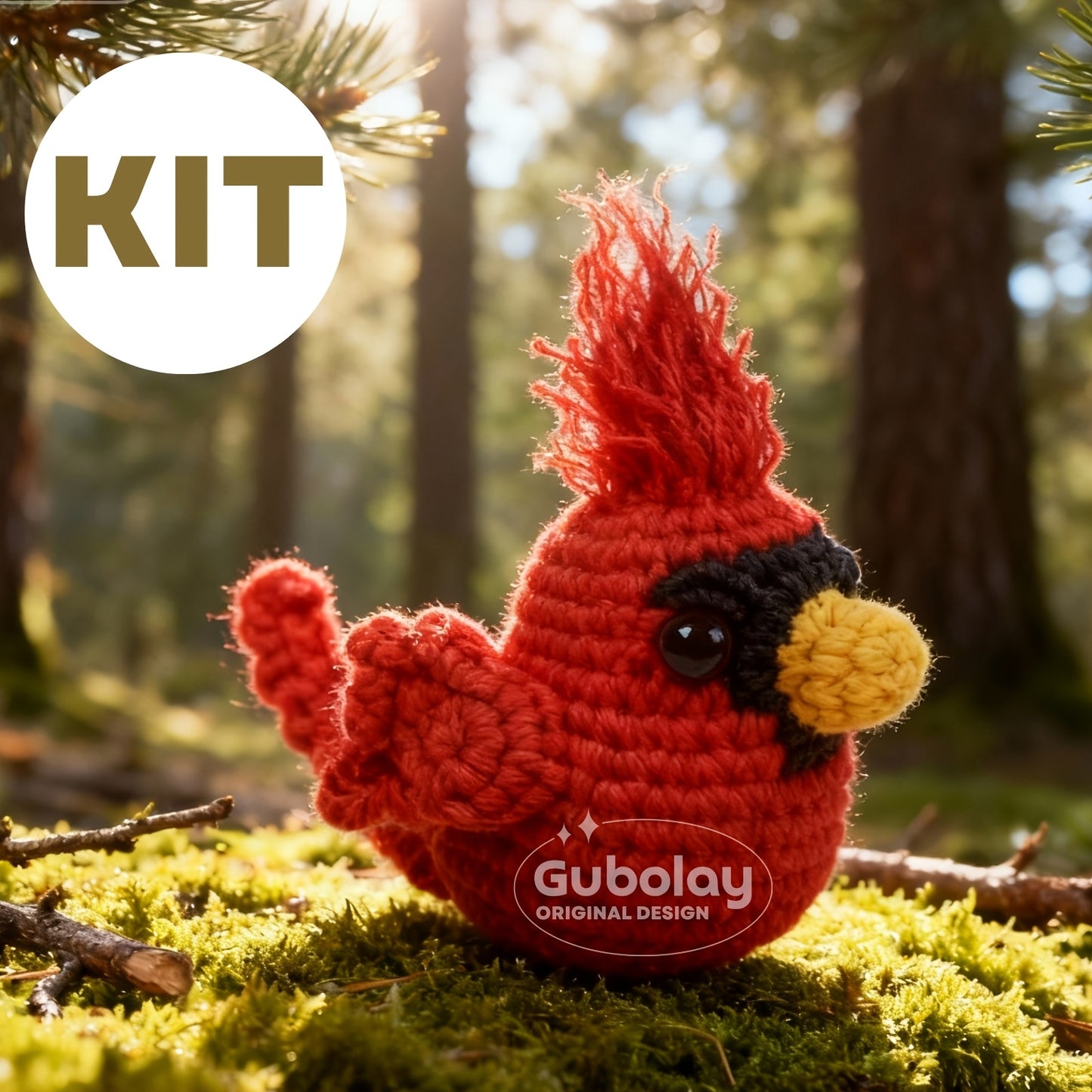 Crochet Kit for Beginners (Cardinal Bird Designs) - Learn to Craft Amigurumi Stuffed Animals | Includes Step-by-Step Video Tutorial, Easy-to-Follow Instructions, Hook, Yarn, and Accessories | Craft Gift for Adults, All-Season