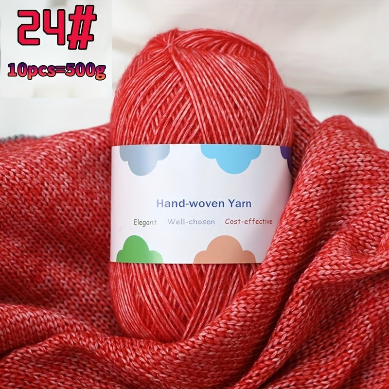 1 Large Bag of 1.1 LB Affordable Colorful Bamboo Fiber Yarn for Handmade Materials, Knitted Fashion Sweaters, Scarves, Hats, Shawls, Jackets, Hollowed-Out Jackets, Clothing Accessories Yarn Balls, Bamboo Fiber 85% 1 Bag = 10p
