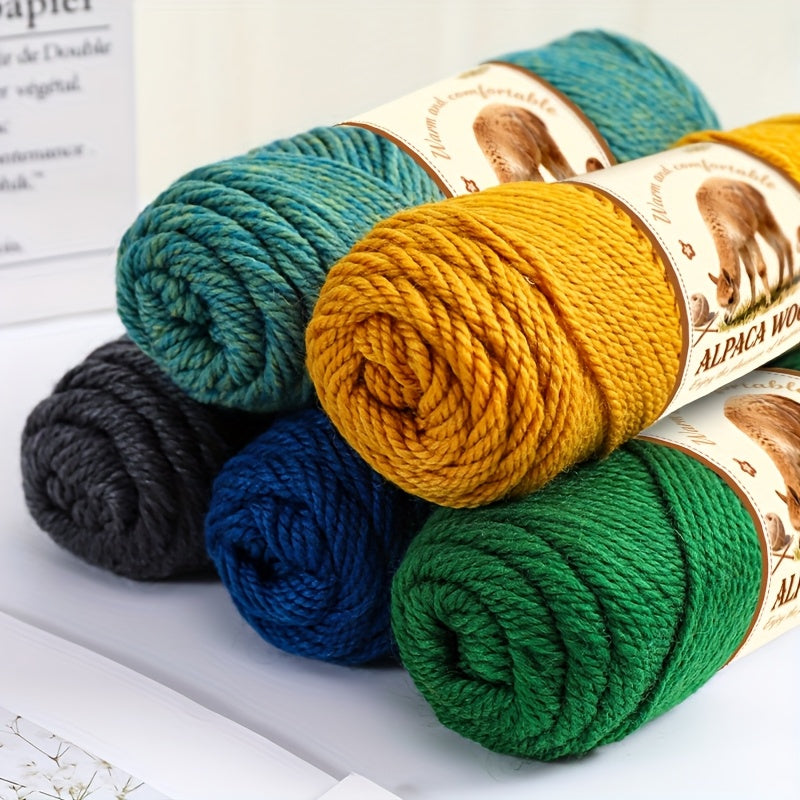 1 Pack (5 Balls) 500g Alpaca Wool Yarn - Thick Warm Winter Knitting Fiber, Alpaca Wool Yarn for DIY Hand-Knitting Scarves, Hats, Sweaters, Multi-Color (Brown/White/Black/Gray/Tan) - Perfect Gift for Crafters & Cold Weather