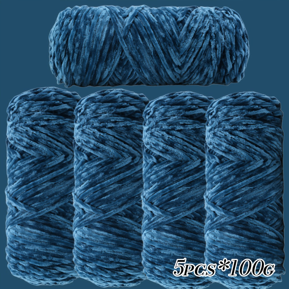 Large Ball Light Beige-Friendly Chenille Yarn 5pcs 500g - Ultra-Soft Velvet Yarn for Crocheting Blankets, Hats | Warm, Thick, Non-Deforming DIY Craft