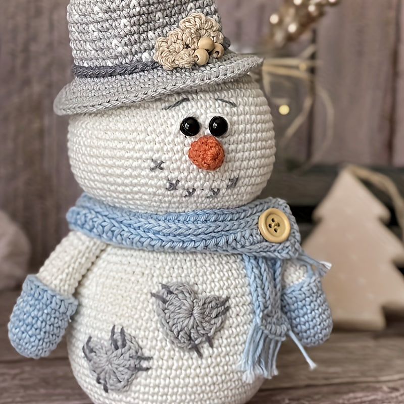 Single Crochet Kit, Winter Snowman Crochet Pattern, Beginner DIY Craft Supplies with High-Quality Yarn, Crochet Hooks, and Step-by-Step English Tutorial Manual. Ideal for Decorations, Ornaments, Birthdays, Valentine's Day, Ha