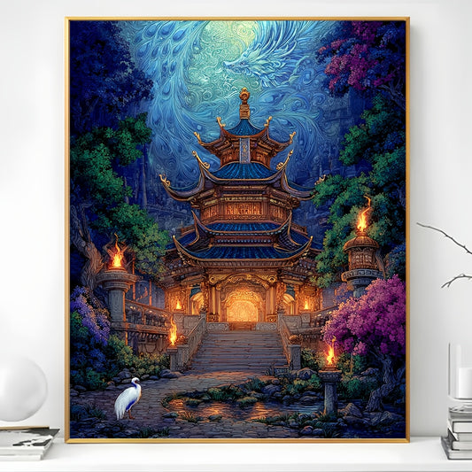 Large Themed Cross Stitch Kit - 11CT Pre-Printed Canvas Vibrant DIY Embroidery Art Set Handmade Gift, Perfect for Home Wall Decor Unframed Suitable for Living Room Bedroom Four Seasons Dream Theme Mixed Color Fabric with Easy