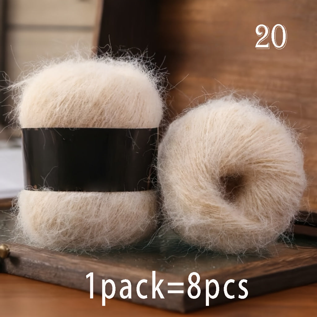 8pcs Luxury Alpaca & Yarn, Soft Fluffy Cloud Fiber Blend for Knitting and Crochet, Fashion Sweaters, Cardigans, Scarves, Hats, Shawls, Tops, Coats, Alpaca,