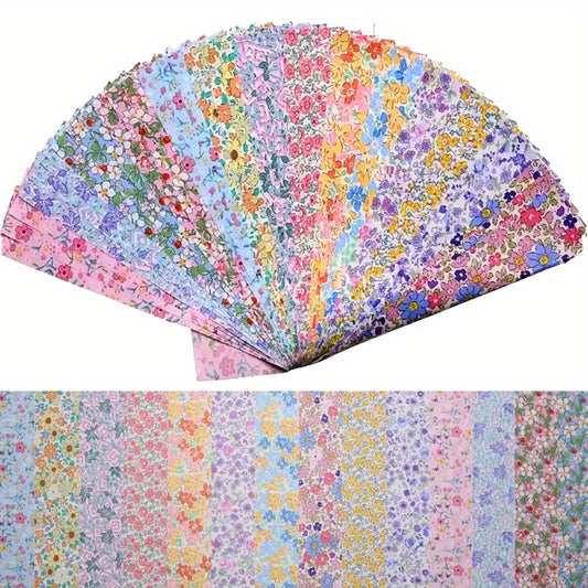 40pcs 2, 5x19, 6" Small Floral Cotton Layer Cake Fabric Bundles - Bright Mix Color Precut Quilting Squares for Sewing, Patchwork, Doll Clothes & Masks, Vibrant Floral Patterns, Perfect for Crafting Projects, Sewing Supplies,