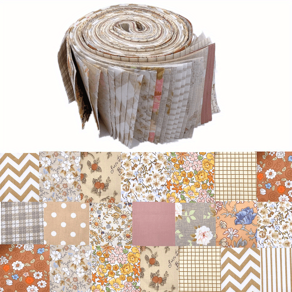 Pink And Green Retro Floral Cotton Jelly Roll Fabric Strips for Quilting Crafting Spring Summer Flower Precut Patchwork for Sewing DIY Crafts 2.55 Inch Cotton Fabric Bundles