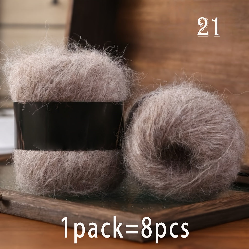 8pcs Luxury Alpaca & Yarn, Soft Fluffy Cloud Fiber Blend for Knitting and Crochet, Fashion Sweaters, Cardigans, Scarves, Hats, Shawls, Tops, Coats, Alpaca,