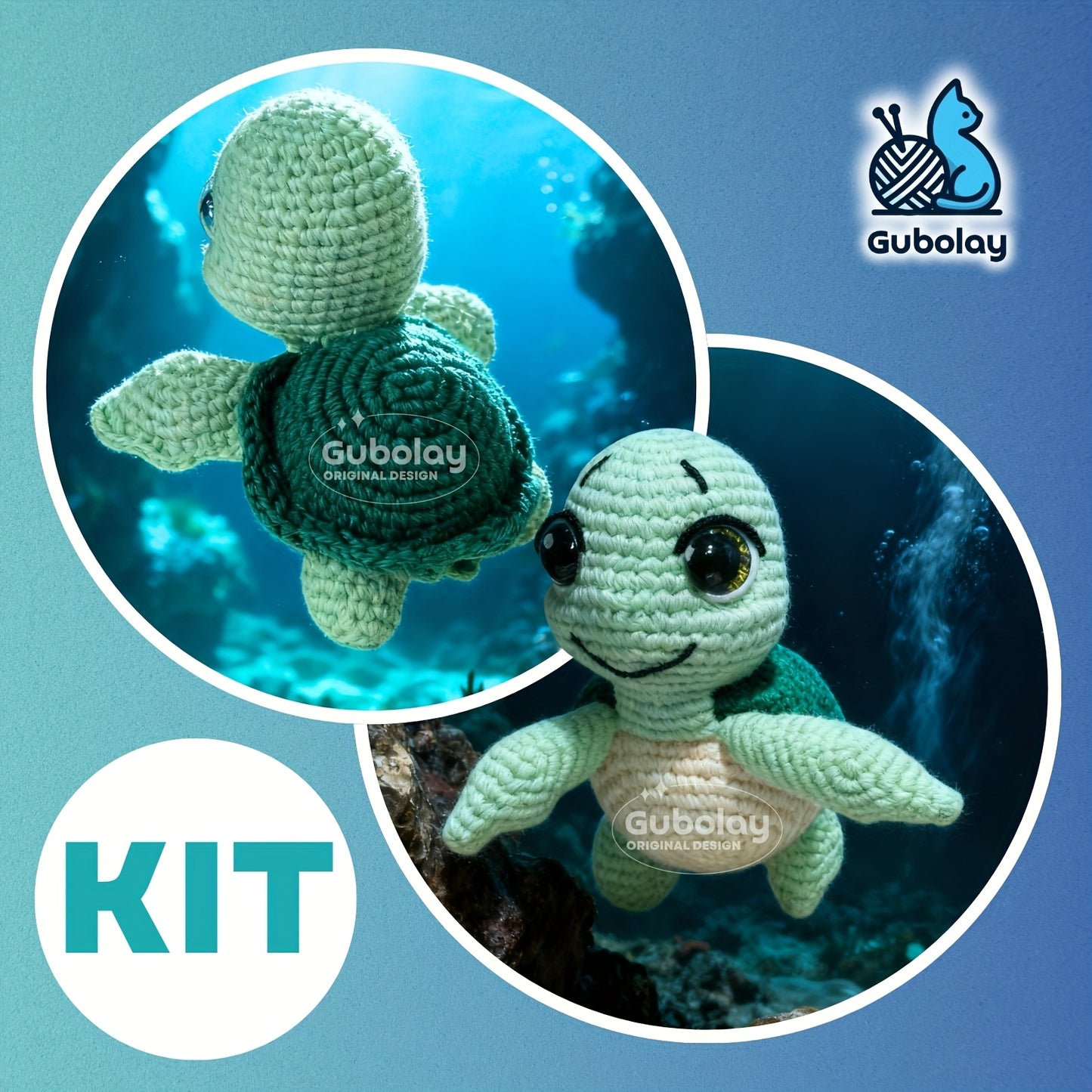 Sea Turtle Crochet Kit for Beginners | Easy DIY Craft Gift Box with Step-by-Step Illustrated Tutorial | Includes Soft Yarn (30% Extra), Hook & Accessories | Adorable Animal Doll Making Materials Set | Fun Design