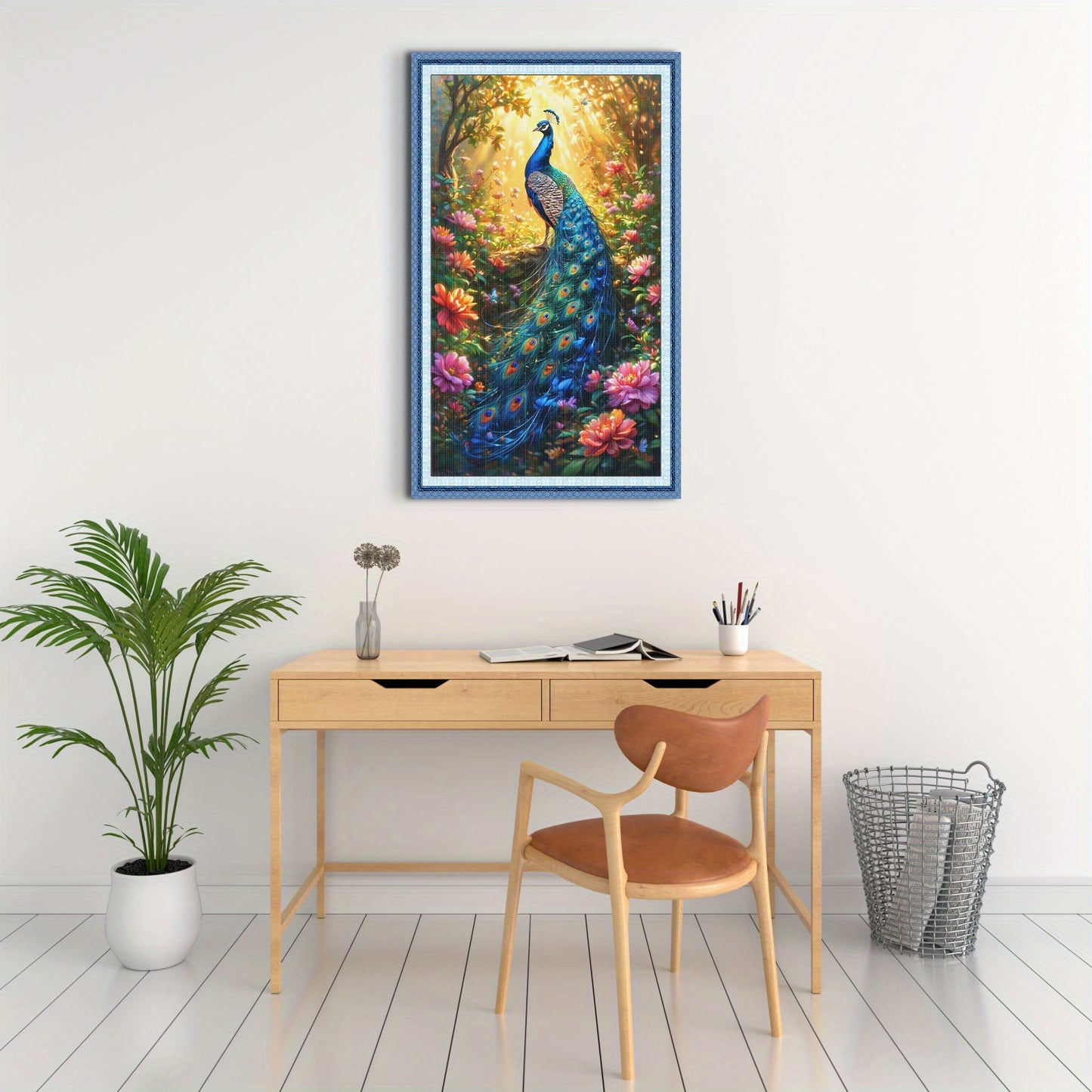 Stamped Cross Stitch Kits for Adults, Peacock Embroidery Kits for Beginners, 11CT Patterns, Counted Embroidery Needlepoint Kits Home Decor, 15.7 x 27.5 inch