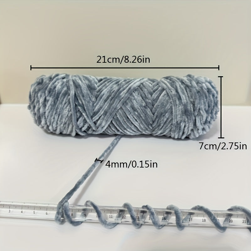 Velvet Chenille Yarn 5-Pack, 500g (17.63oz) Each, 100% Polyester, Soft Skin-Friendly Multi-Color Thick Yarn for Crochet, Knitting, DIY Crafts, Scarves, Blankets, Hats - 4mm Width