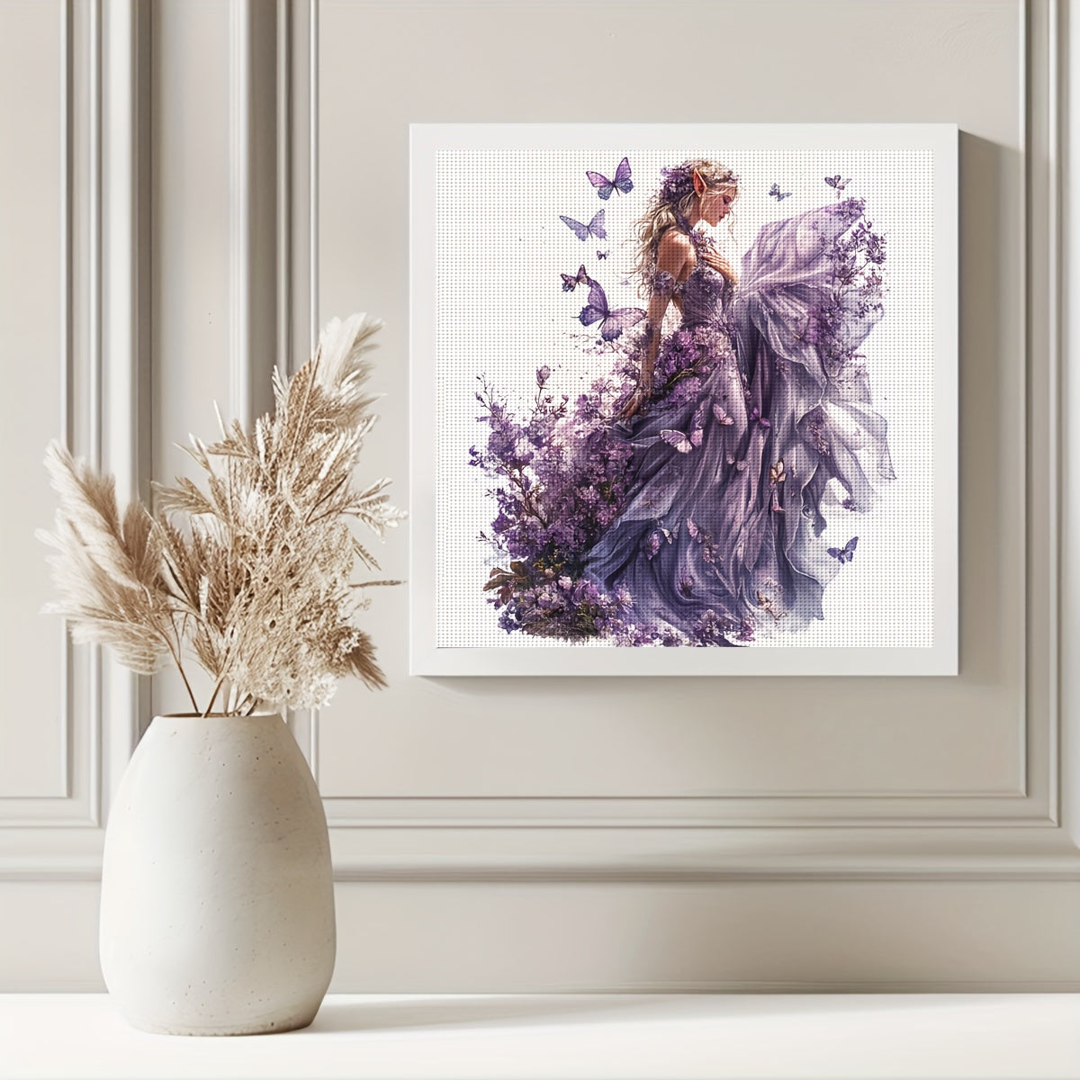 JOZYSH 11CT/14CT Cross Stitch Kit - Enchanted Purple Butterfly Garden Design, Includes Fabric, Threads, Needle, Patterns & Instructions, Perfect for Beginners, All-Season Wall Decor, Adult Relaxation Craft, Butterfly Garden A