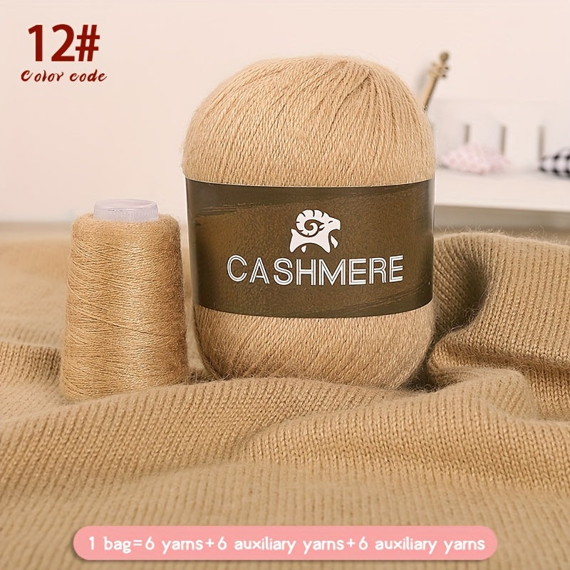 6Pairs Cashmere 100. Yarn, Soft Warm Yarn for DIY Crocheting And Knitting Hat, Scarf Total 300G+120G