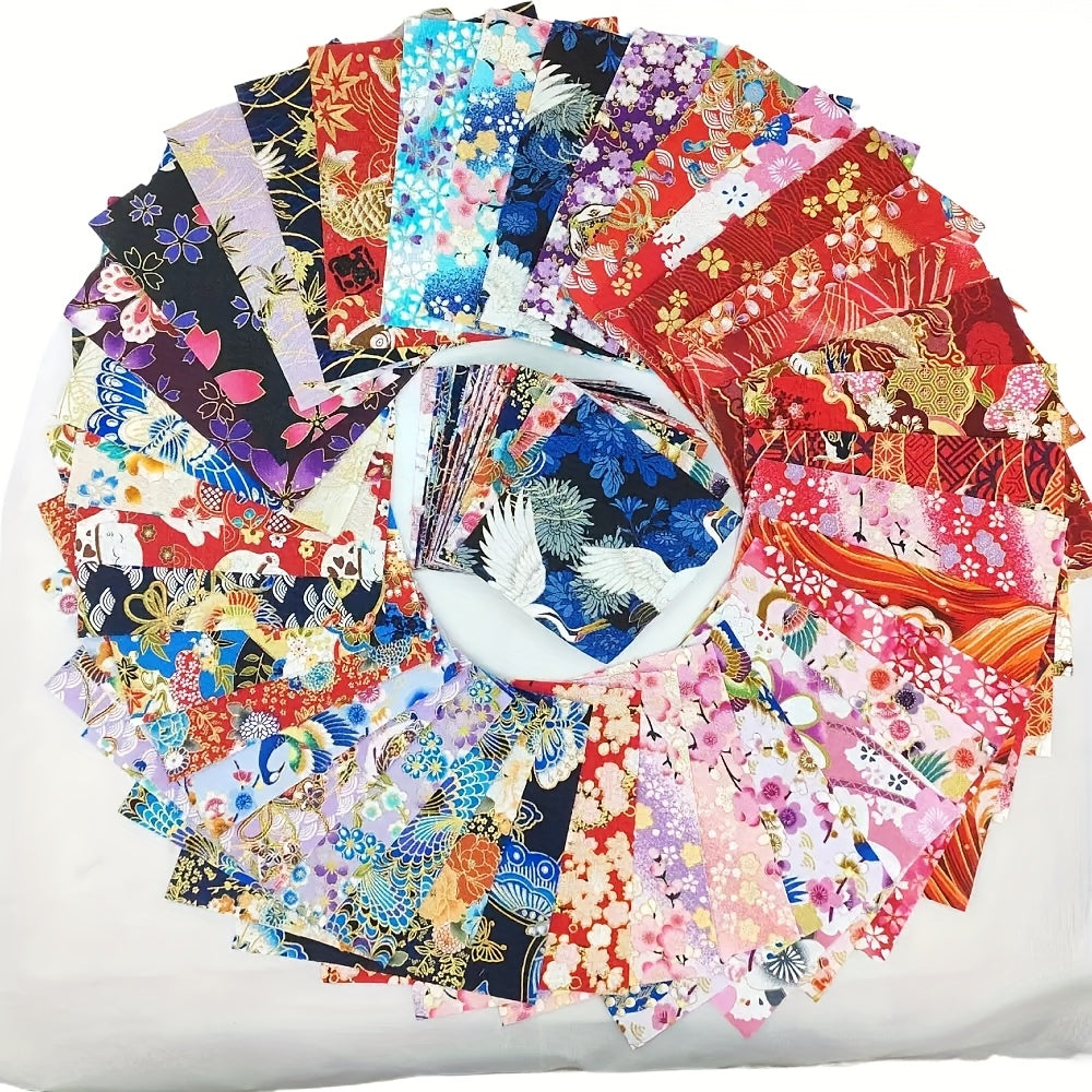 50pcs 4 X 4 Inch Fabric Squares Floral Patchwork Square Floral Pattern Sewing Fabric Pre-cut Fabric Set for Patchwork Sewing Projects DIY Patchwork Crafts (50pcs)