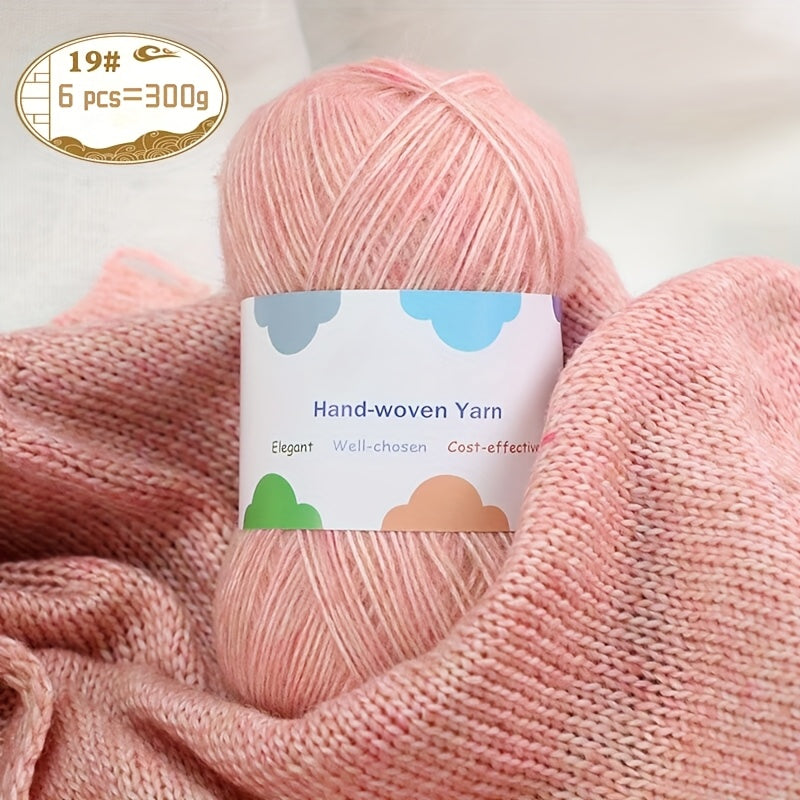 Vibrant Bamboo Fiber Yarn for Crafting, Knitting Fashion Sweaters, Scarves, Hats, Shawls, Coats, Hollow-Out Coats, and Apparel Accessories - 15% Bamboo Fiber, 85% - 1 Bag = 6 Skeins = 300g, Handmade Accessories, Diy Clothing,