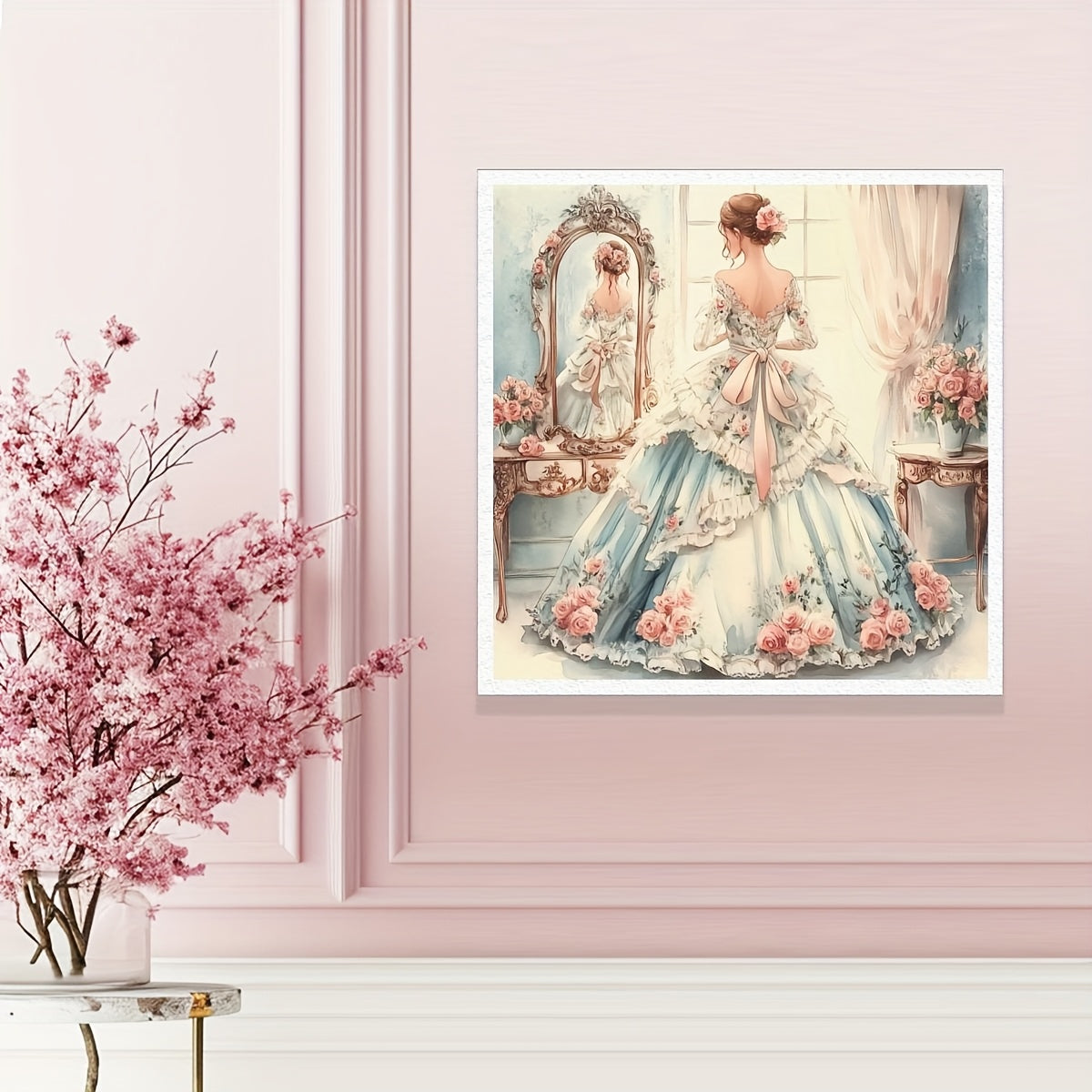 JOZYSH Adult Cross Stitch Kit - Elegant Lady in Blue Gown, 40x40cm/15. 7x15. 7in, 11CT/14CT, Includes Canvas, Needle, Threads & Instructions, Perfect for Beginners, All-Season Craft, Crafting Kit|Romantic Design|Detailed Inst