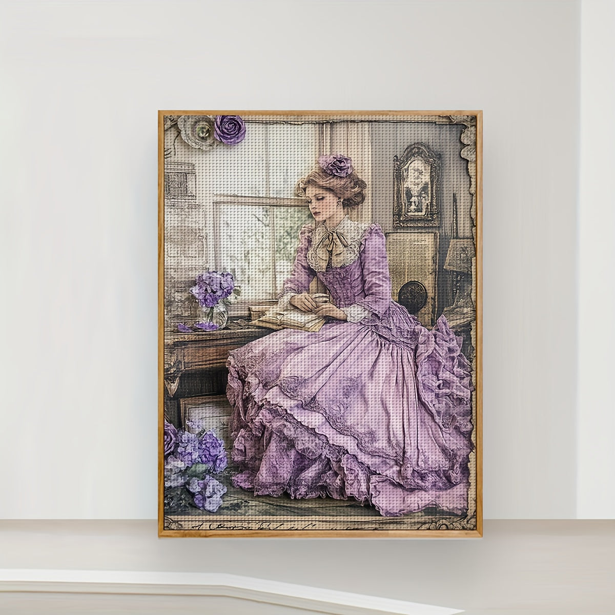 1pc Elegant Victorian Lady 11CT/14CT Print Cross Stitch DIY Kit - 30x40cm/11.8x15.7in/40x50cm/15.7x19.6in, Relaxing Adult & Beginner Stitching Project, Perfect for Bedroom & Living Room Wall Decor, Includes Canvas, Needles, T